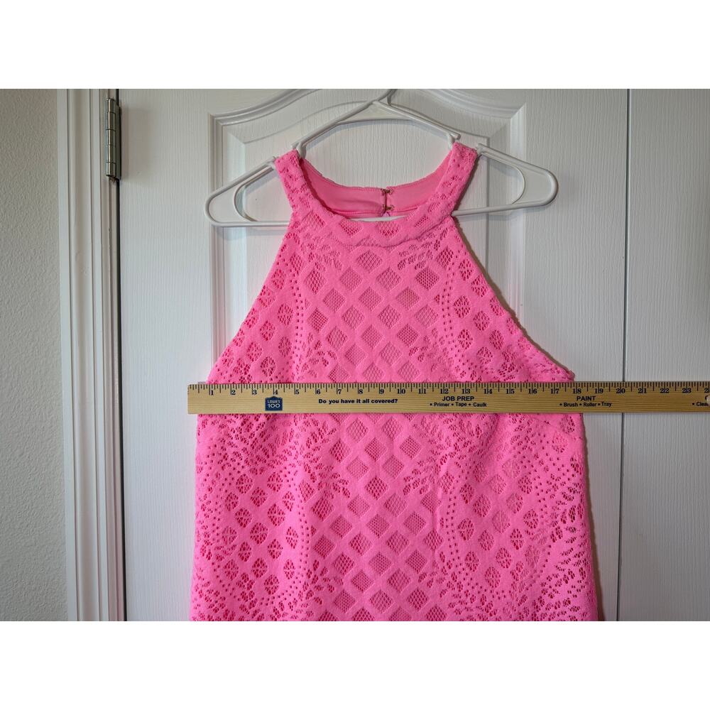 Lilly Pulitzer Rayanne Shift Dress Pelican Pink Pineapple Geo Lace Sz Large - Picture 2 of 8